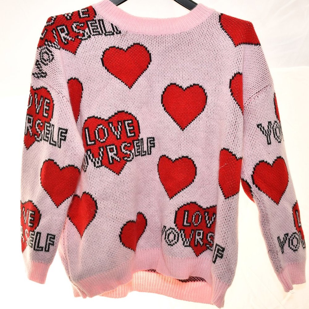 Knit Love yourself heart pattern sweater